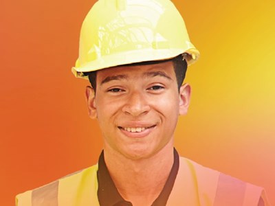 person in hard had smiling