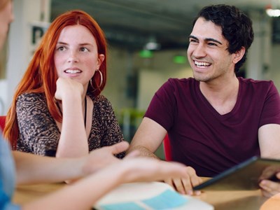 two people smiling